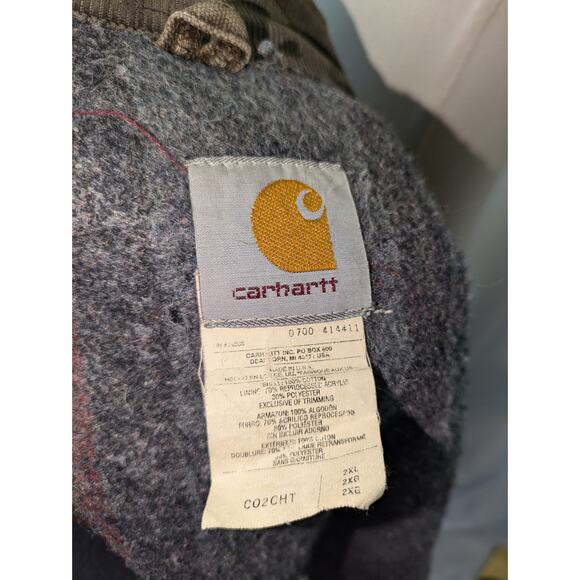 Vintage Carhartt‎ CO2CHT Blanket Lined Dark Brown Chore Jacket Coat Size 2XL - Picture 10 of 14